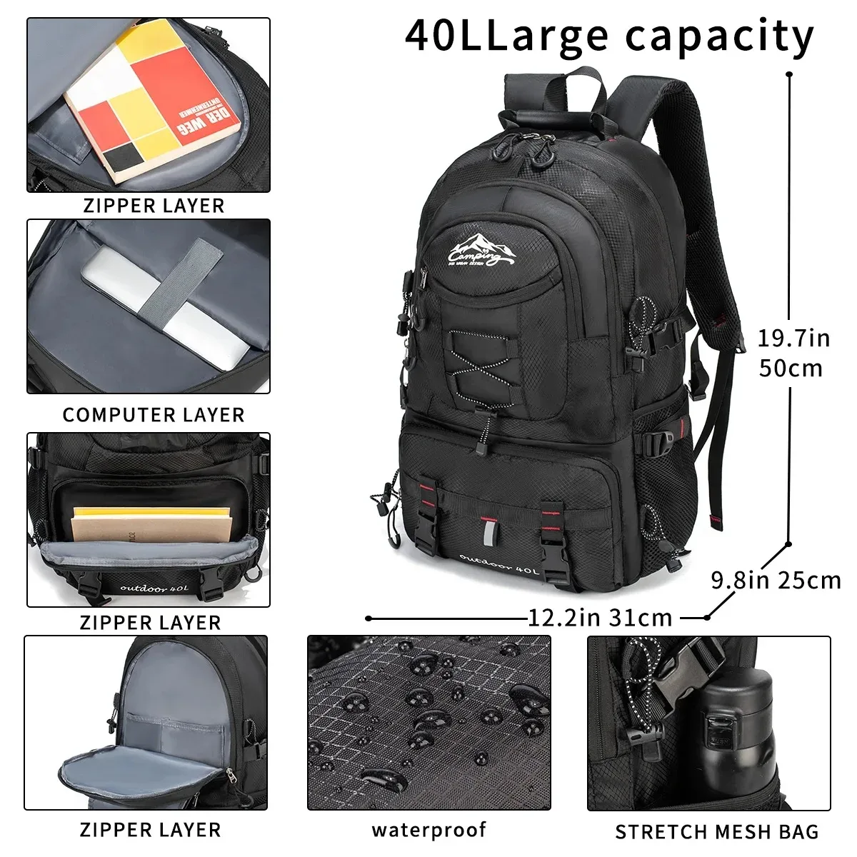 sac de randonnée en plein air, sac à dos de grande capacité de 60 l pour hommes et femmes, sac à dos de voyage de loisirs à la mode, sac de sport léger