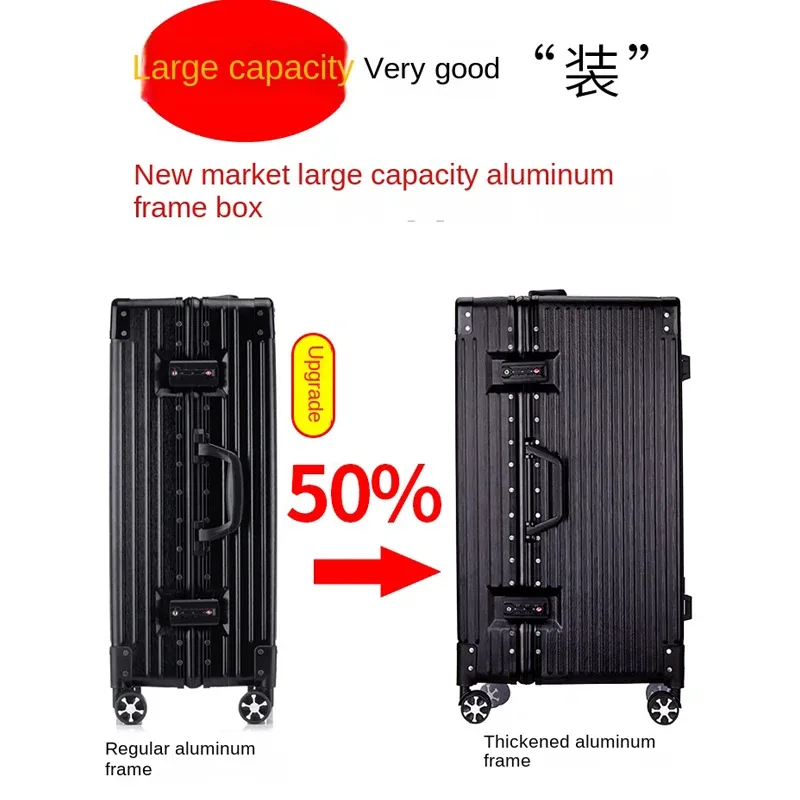 ko-ku valise surdimensionnée 40/50/60 ''cadre en aluminium abs + pc boîtier de chariot épaissi bagage de grande capacité 20 valise à main