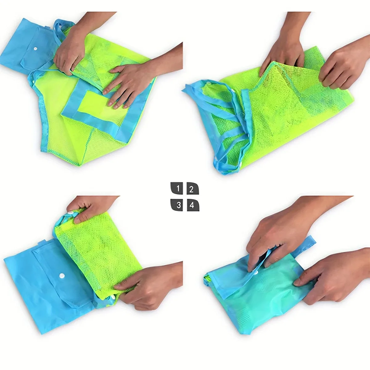 sac de plage en maille multicolore, grand format, anti-sable, sac fourre-tout portable avec trou de suspension pratique, sac de rangement respirant et pliable