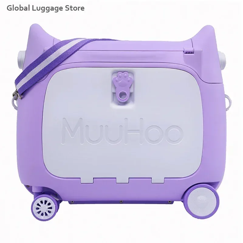 valise polypropylène rose pattes chat toupie poignée amovible petite tablette bagage main enfant voyage
