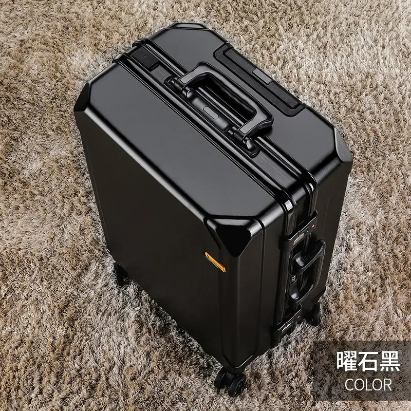 bagage roulant à la mode, cadre en aluminium, valise trolley de chargement usb, 20/24/26/28 pouces, bagages de voyage avec mot de passe pour étudiants