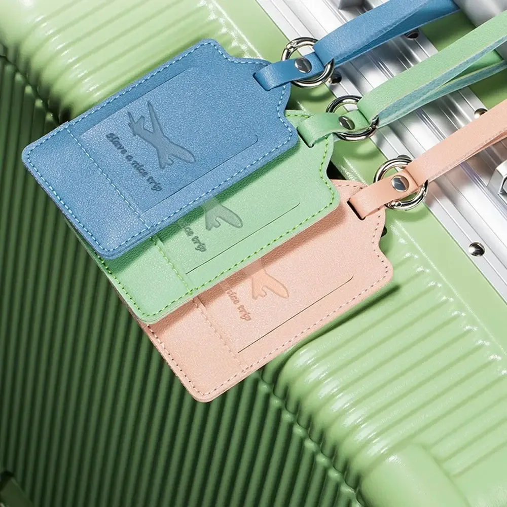étiquettes de bagage portables en cuir pu, étiquette d'adresse de valise, étiquette de sac d'embarquement de bagages, anti-perte, accessoires de voyage