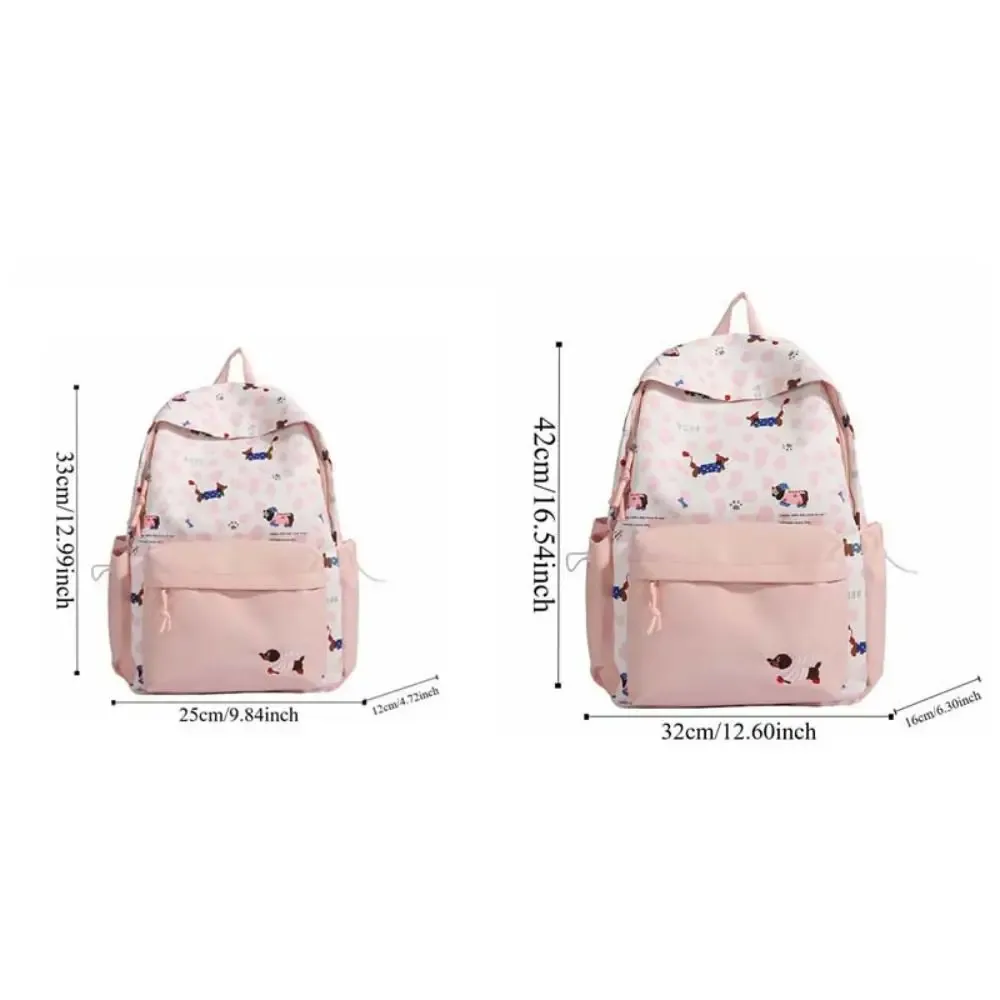 sac à dos en nylon pour étudiants, motif teckel, décontracté, couleur contrastée, anti-rayures, en polyester, grande capacité