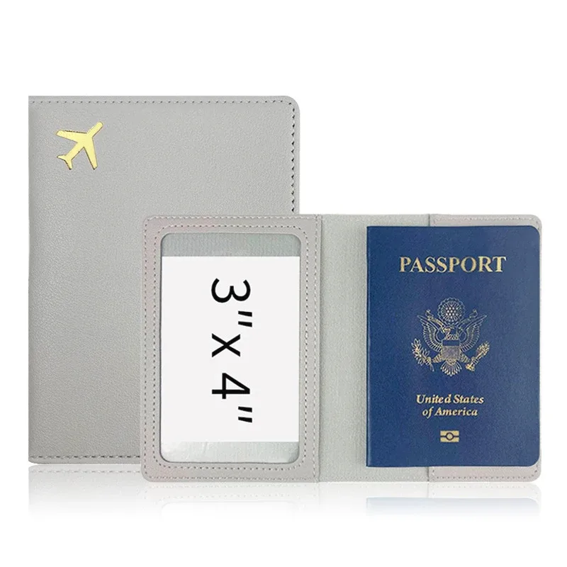 porte-passeport avec initiales personnalisées, couverture d'accessoires de voyage en avion doré, nom personnalisé, cadeau de mariage, logo de l'entreprise, manchon de passeport