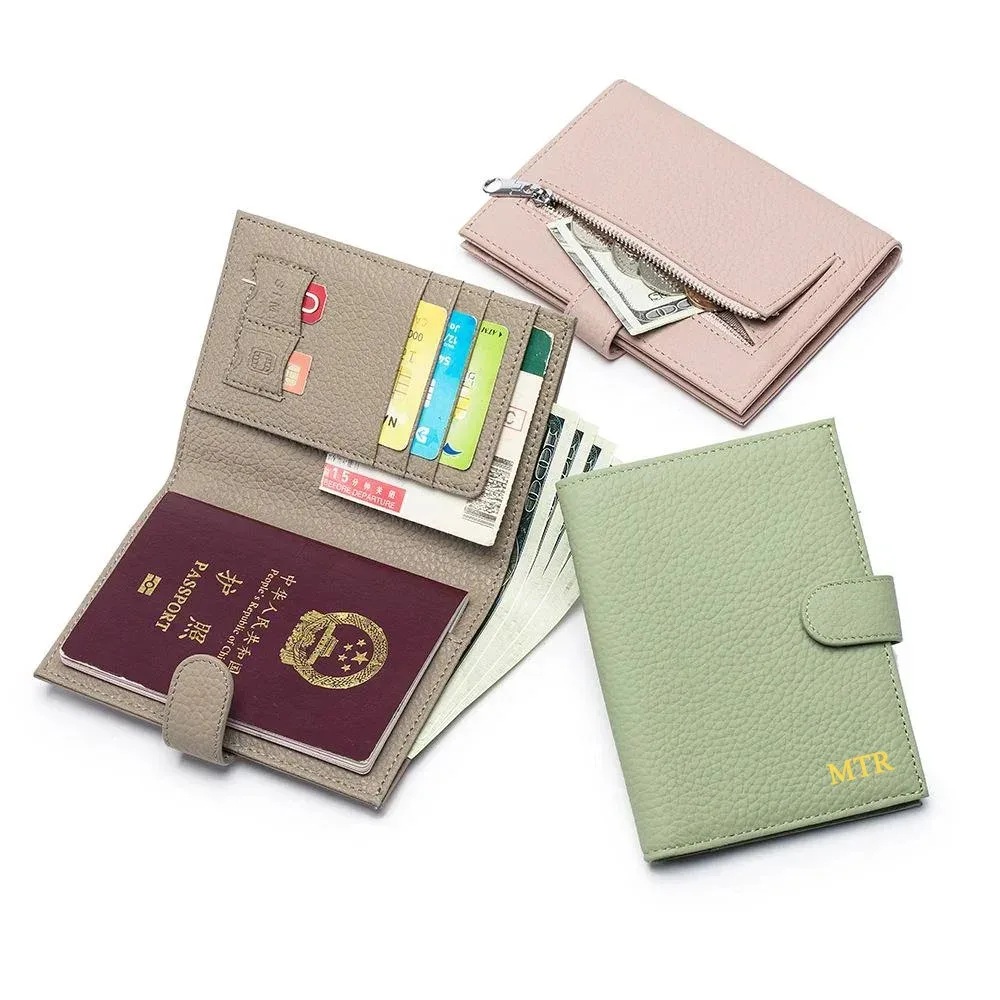 porte-passeport de voyage en cuir véritable, lettres personnalisées, blocage rfid, porte-carte de crédit, pince à billets ultra-mince, sac de rangement pour billets