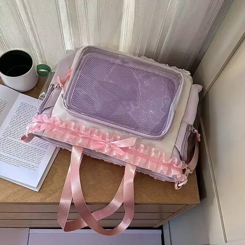 y2k mignon japonais ins ita sac lolita fille fourre-tout transparent sac à bandoulière grande capacité sac à bandoulière décontracté bricolage affichage sacs à main