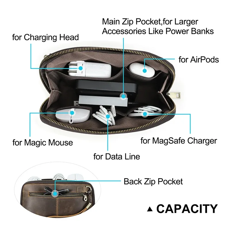 contact's hommes pochette de voyage en cuir véritable pochette portefeuille sac à main sac à main décontracté charge câble organisateur sac de rangement