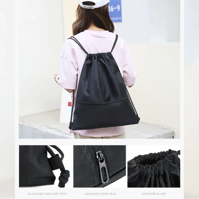 sac à dos léger à cordon de serrage pour hommes et femmes, sac à dos de sport, de fitness, de loisirs en plein air, sac à fermeture éclair
