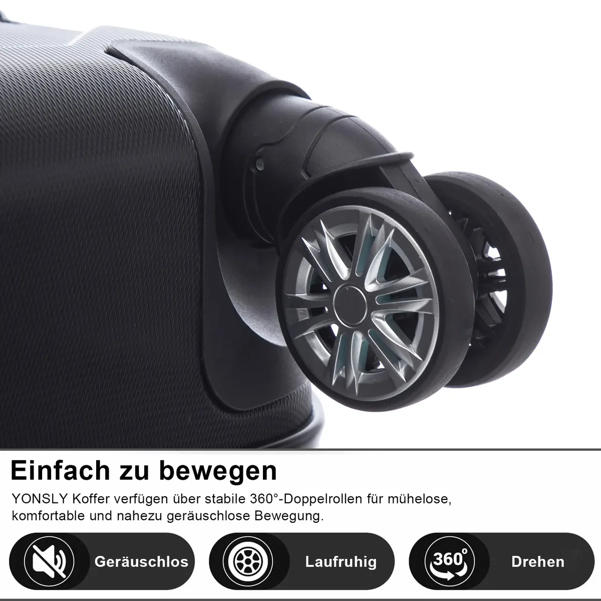 yonsly 20/24/28 pouces 4 roues 360 °   valise rigide noire à serrure à combinaison pour voyage, vacances, déplacement professionnel
