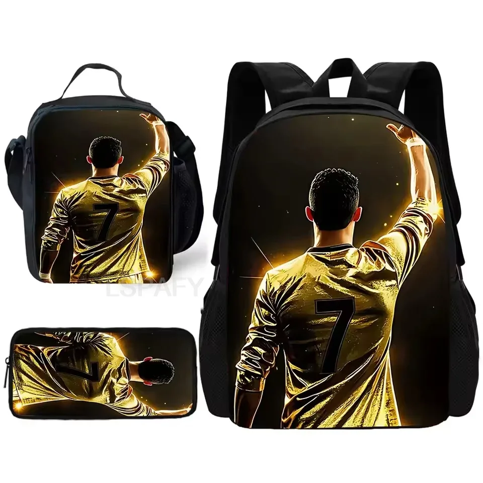 sac dos nylon imprimé cristiano ronaldo multicolore noir unisexe grande capacité pochette sacs associés