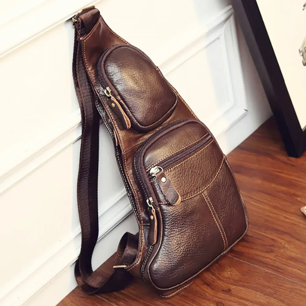 Sac à bandoulière Vintage en cuir véritable pour homme, sacoche de jour, célèbre sac de voyage décontracté