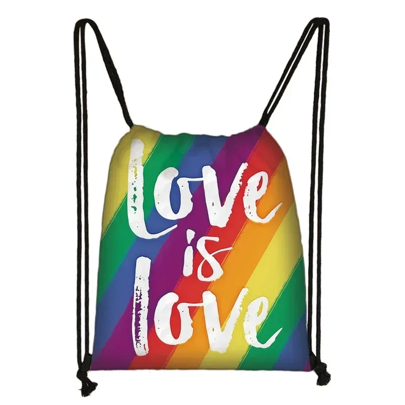 sac à dos à motif de cœur arc-en-ciel lgbt, sacs à cordon de proximité pour les zones de voyage, sac de rangement arc-en-ciel, mode thon, lesbienne et gay pride, cadeau