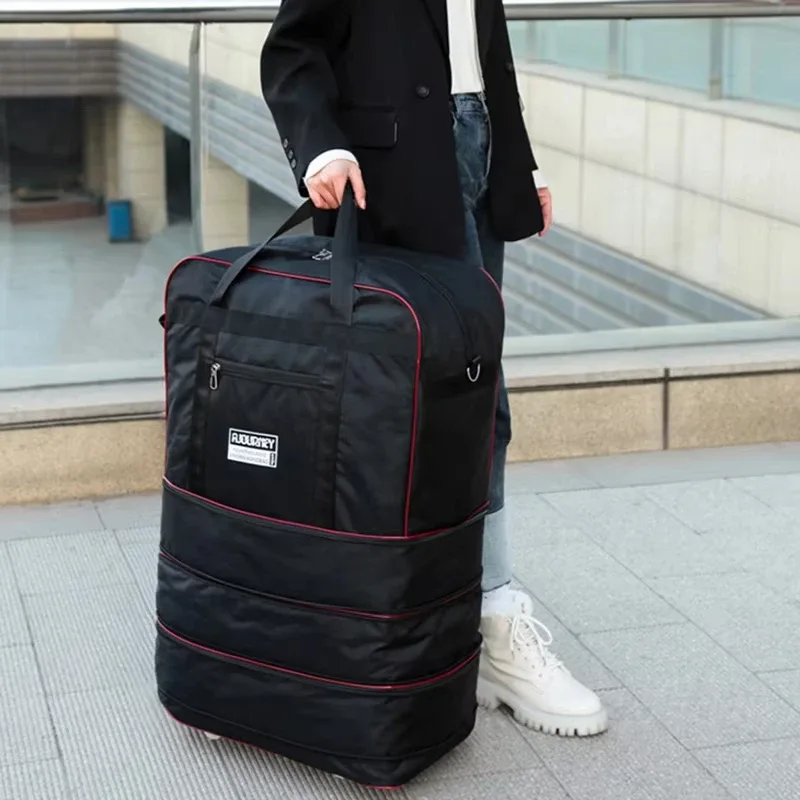 sac de voyage à roulettes universel pliable unisexe, sacs à bagages extensibles de grande capacité avec roulettes, porte-chariot à main
