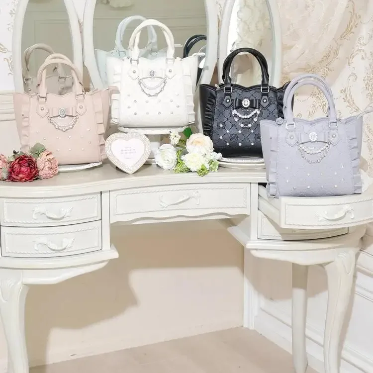 sac à main en strass et pierres précieuses de style japonais, fourre-tout lolita, nouveau sac à dos mignon pour femmes, sac à bandoulière avec nœud, 2 voies