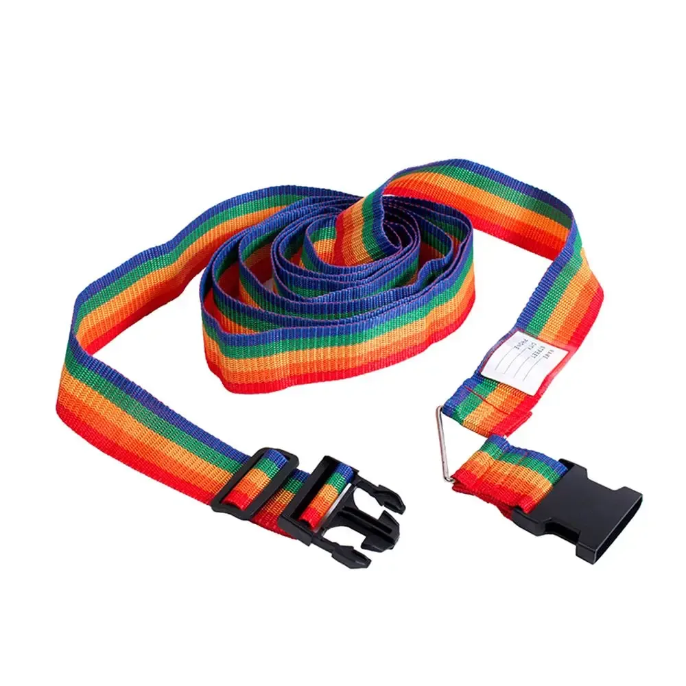 sangle de bagage arc-en-ciel réglable, nom d'autocollant, sangle de bagage, ceinture d'emballage environnemental, accessoires de valise
