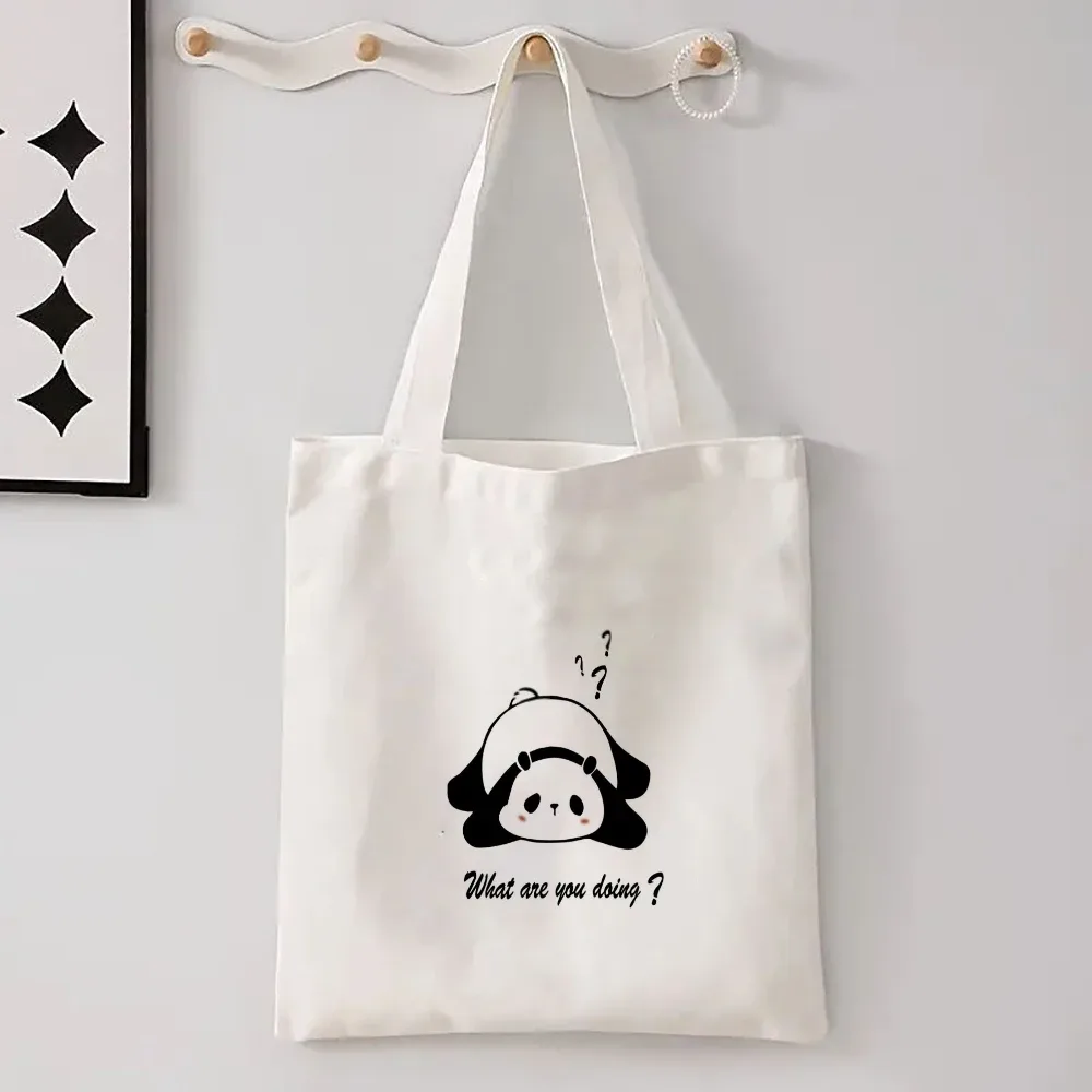 sac à bandoulière élégant pour femmes, motif papillon et panda, style kawaii, animaux de dessin animé, chat, grand sac fourre-tout.