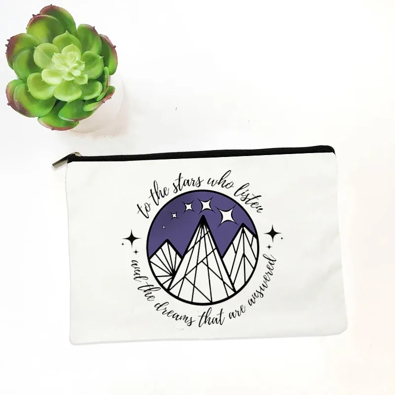 sac à cosmétiques à motif city of starlight, trousse de maquillage acotar velaris, organisateur de produits de toilette de voyage, pochette de rangement pour maquillage, sac à crayons