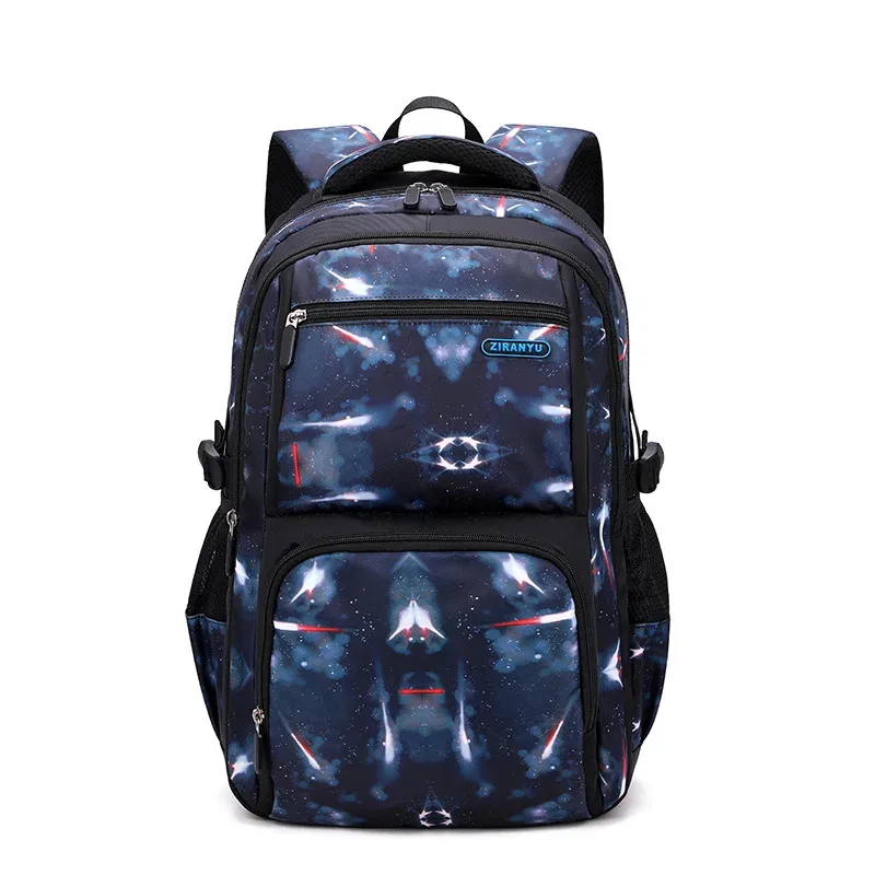 sac à dos grande capacité style ciel étoilé poisson naturel, sac à dos double épaule pour garçons du collège et du primaire, grande capacité