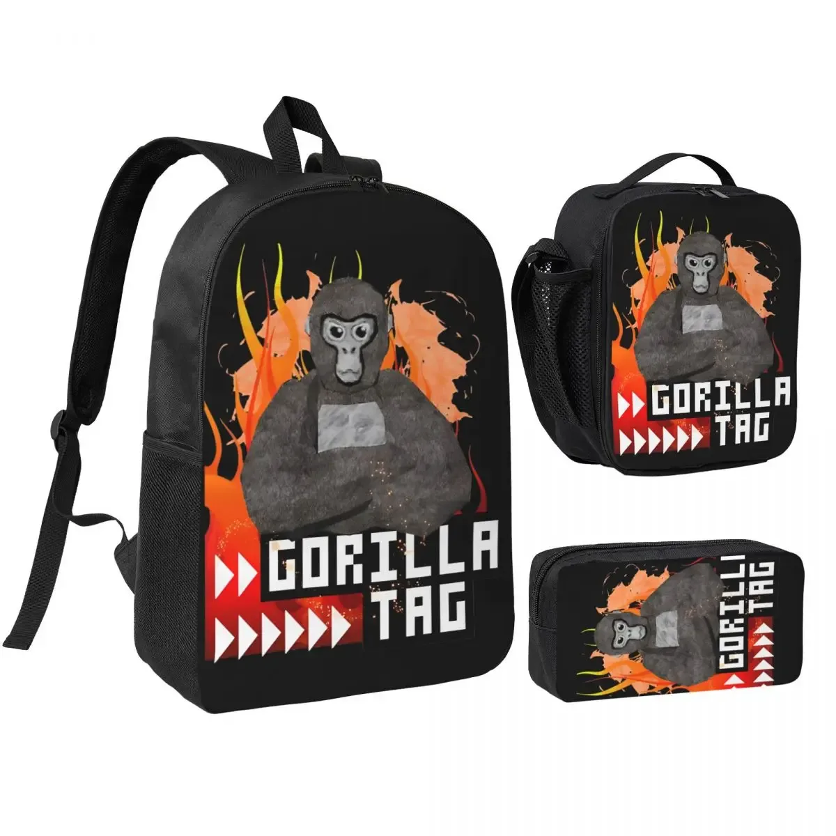 sac dos polyester motifs colorés pochette noire sac lunch lumineux transport jour usage voyage