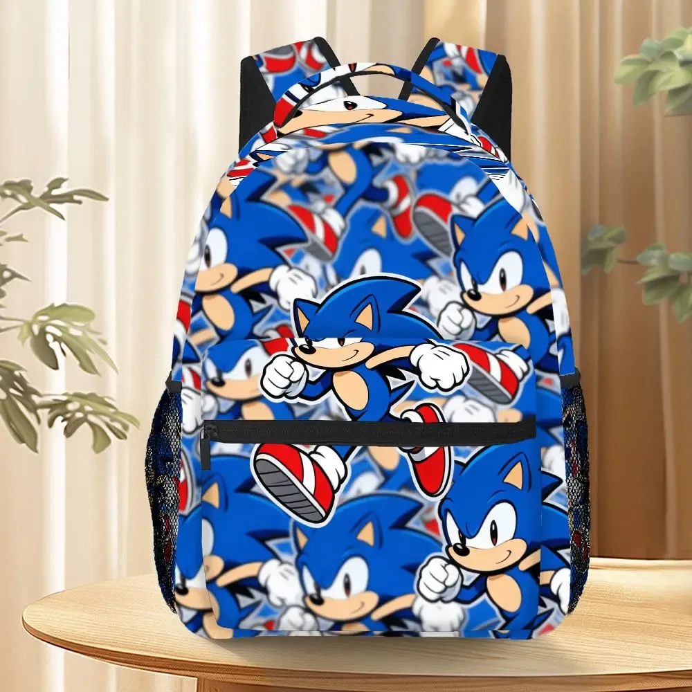 sac à dos imprimé sonic the hedgehog, mignon et résistant, avec poche en filet, pour l'école, les pique-niques et les voyages