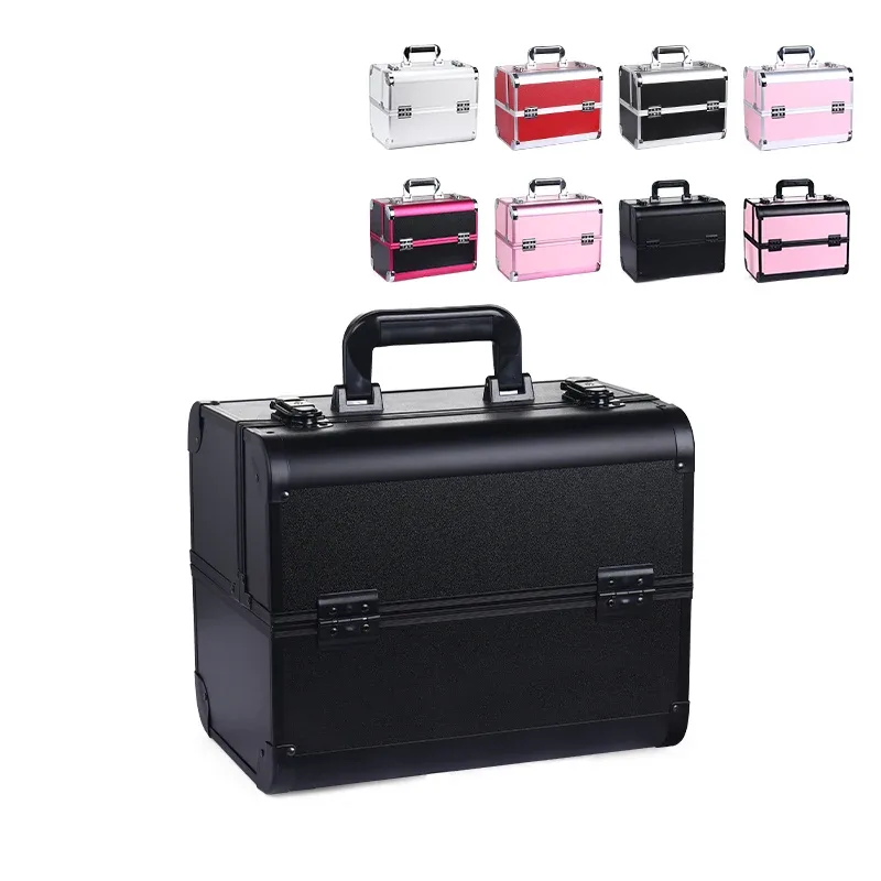 mallette de train de maquillage grandes étuis à cosmétiques portables 4 plateaux boîte de rangement de maquillage professionnelle boîte de maquillage