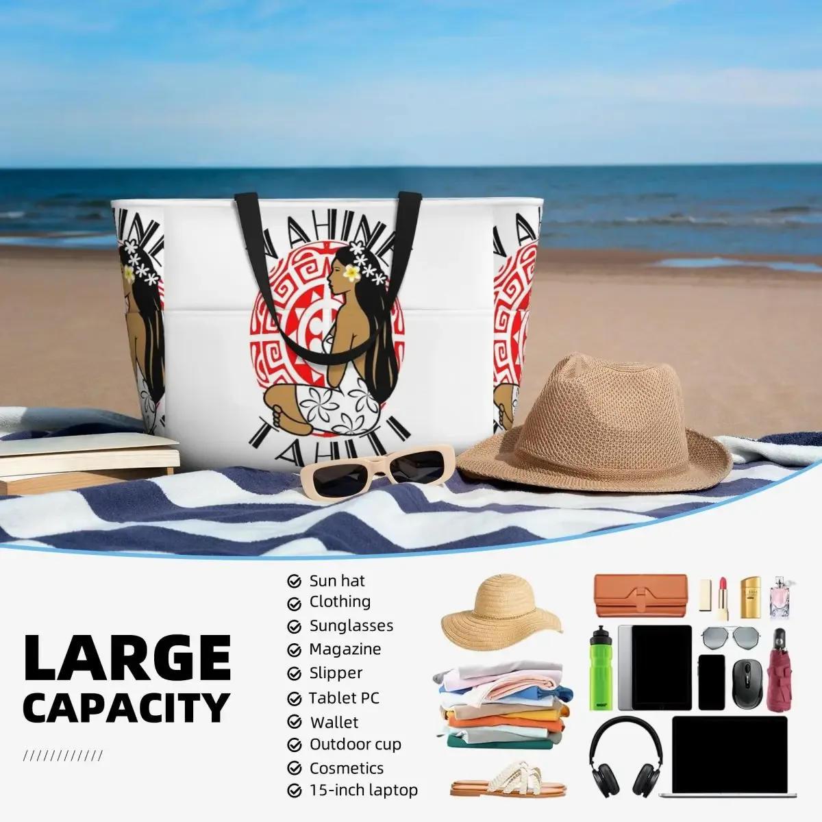 hinano tahiti beach tote bag sport gym yoga duffle grand sac fourre-tout pour femme sac de voyage sac de fitness
