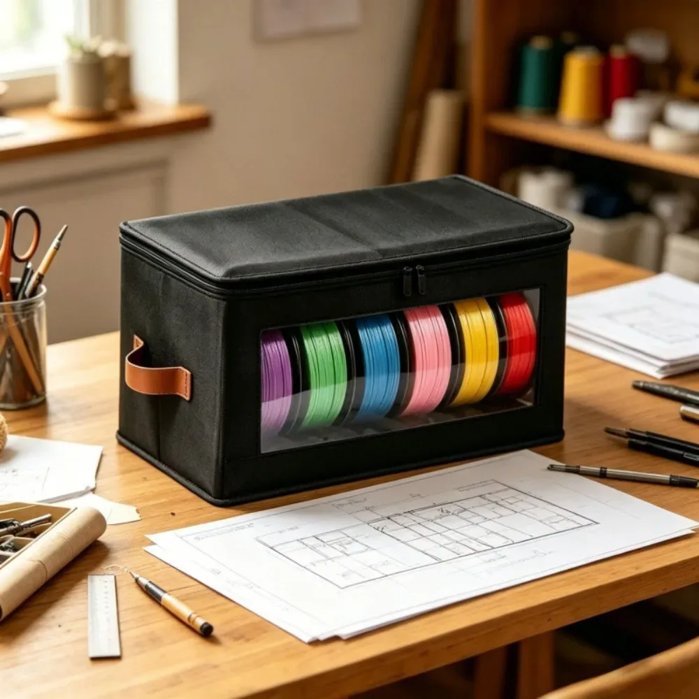 Sac de rangement pour filament d'imprimante 3D, en tissu non tissé, avec fenêtre transparente, anti-poussière, résistant à l'humidité, organisateur pour atelier et maison