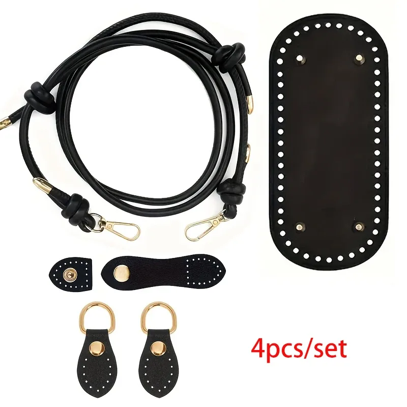 ensemble de fabrication de sacs au crochet en 4 parties |     boucle réglable en similicuir, boucle de base et boucle en forme de gourde, sac à bandoulière tendance en similicuir, matériaux artisanaux faits main, faciles à réaliser, accessoires de sac diy, matériaux pour la fabrication de portefeuilles, fabrication de portefeuilles diy.