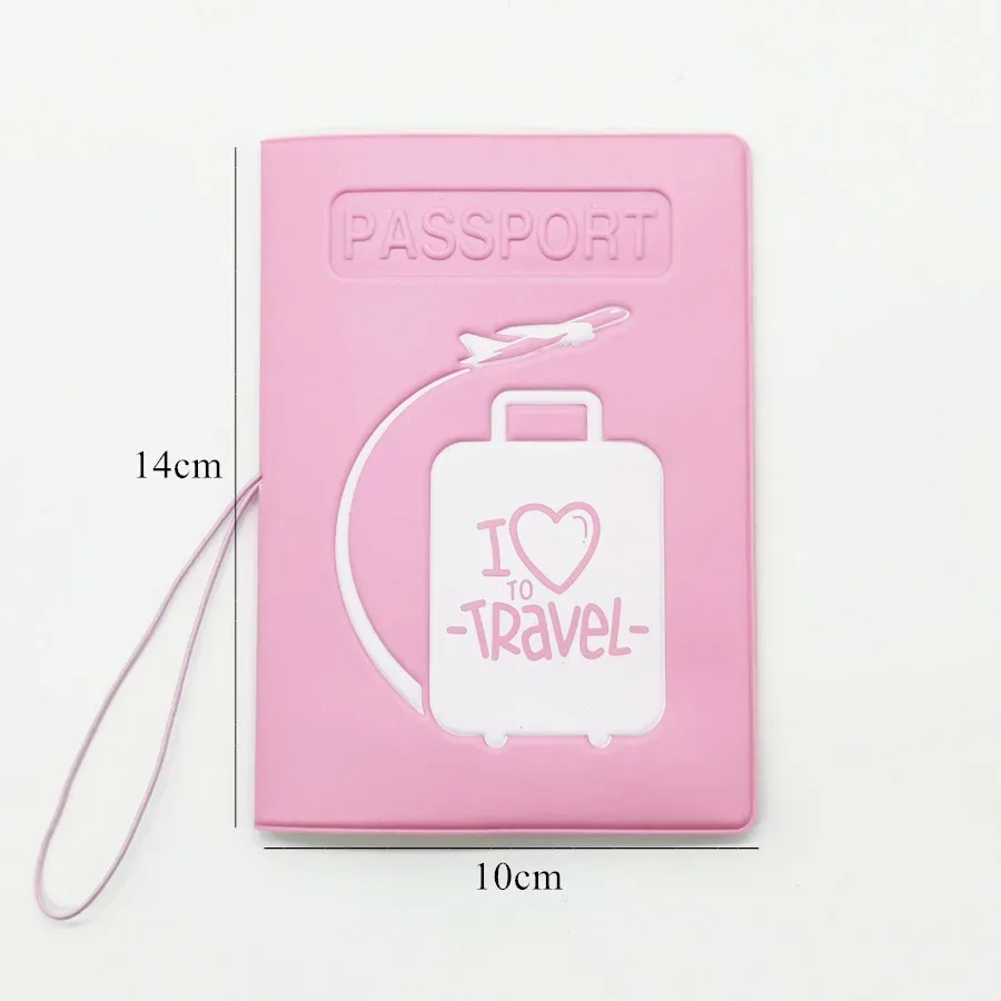 pochette passeport pvc motif valise je voyage beaucoup jaune rose noir beige voyage étudiant homme femme accessoire