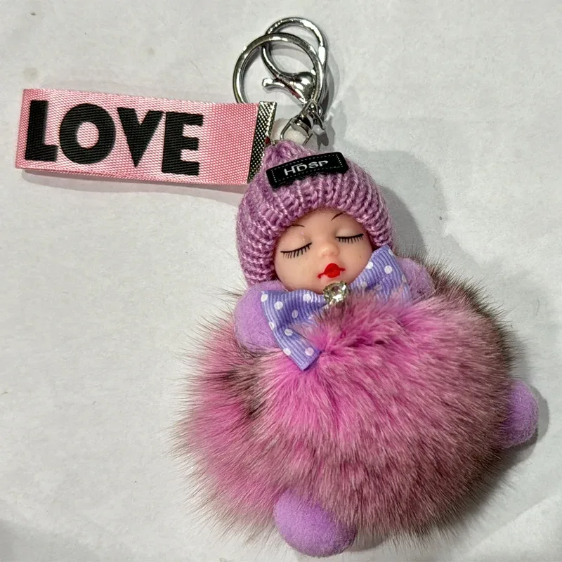 porte-clés mignon bébé endormi, pendentif en peluche moelleuse, porte-clés de voiture, breloque de sac à main tendance pour femme, décoration de sac à dos, cadeau