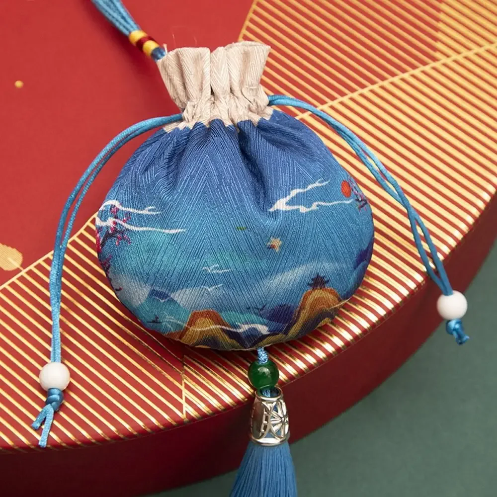étui à colliers, pochette en tissu à cordon, décoration suspendue, pochette à fleurs, sac à bijoux pour femmes, sac de rangement de style chinois, sachet vide.