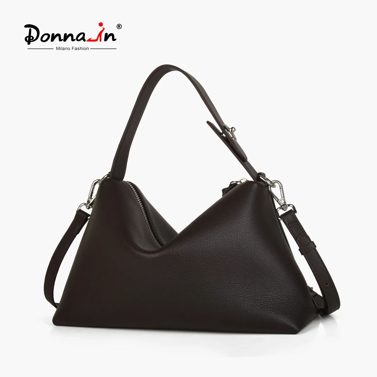 donna-in – sac à main demi-lune en cuir de vache véritable pour femmes, sac à bandoulière hobo en cuir de vache naturel pleine fleur, pour les affaires quotidiennes