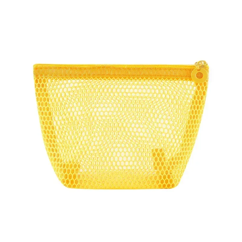 petit sac de maquillage en maille pour femmes, pochette carrée transparente et légère, organisateur de cosmétiques de voyage pour rouge à lèvres et étui à coussin