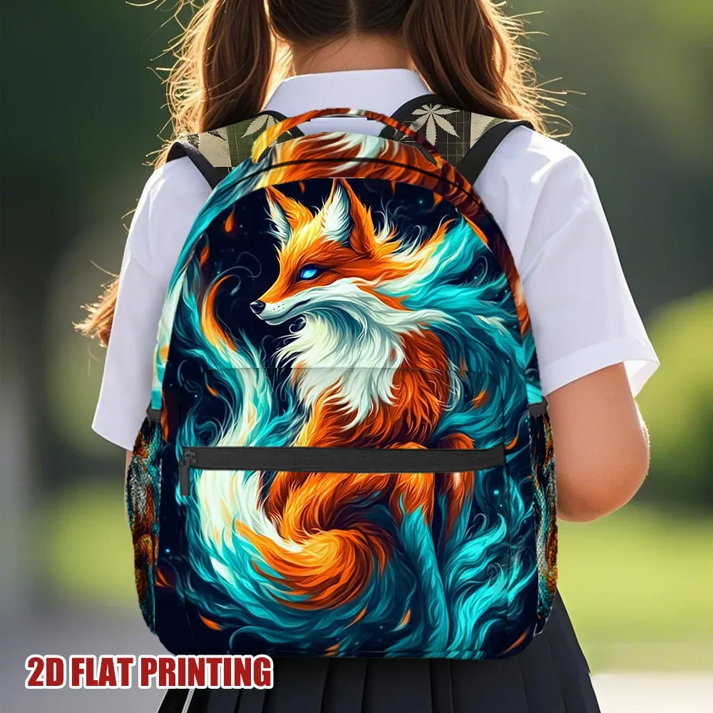 sac à dos imprimé renard, fermeture éclair légère, adapté à l'école, sac à dos compact et fonctionnel avec sac à dos décontracté fox