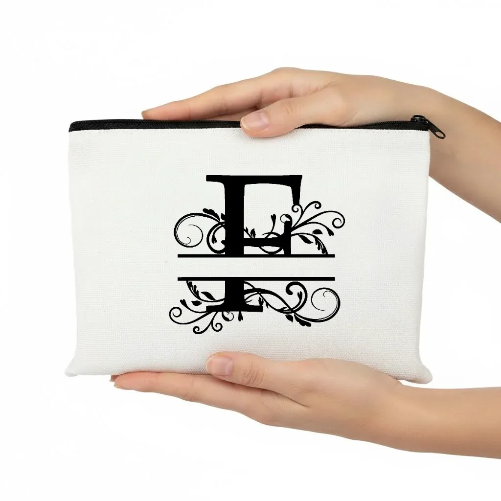 1pc trousse de maquillage personnalisable avec monogramme - pochette de voyage légère, pliable et durable avec fermeture éclair et impression de lettres personnalisées