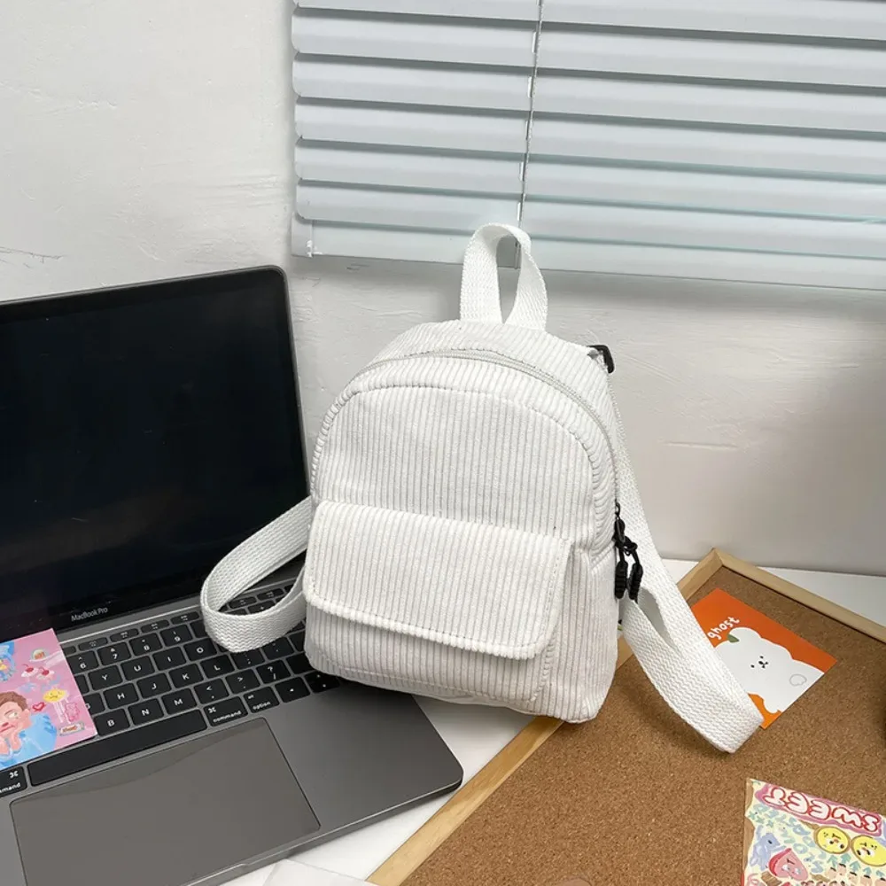mini sac à dos tendance en velours côtelé de couleur unie, léger, pour voyage, en dacron, petits sacs à dos d'extérieur