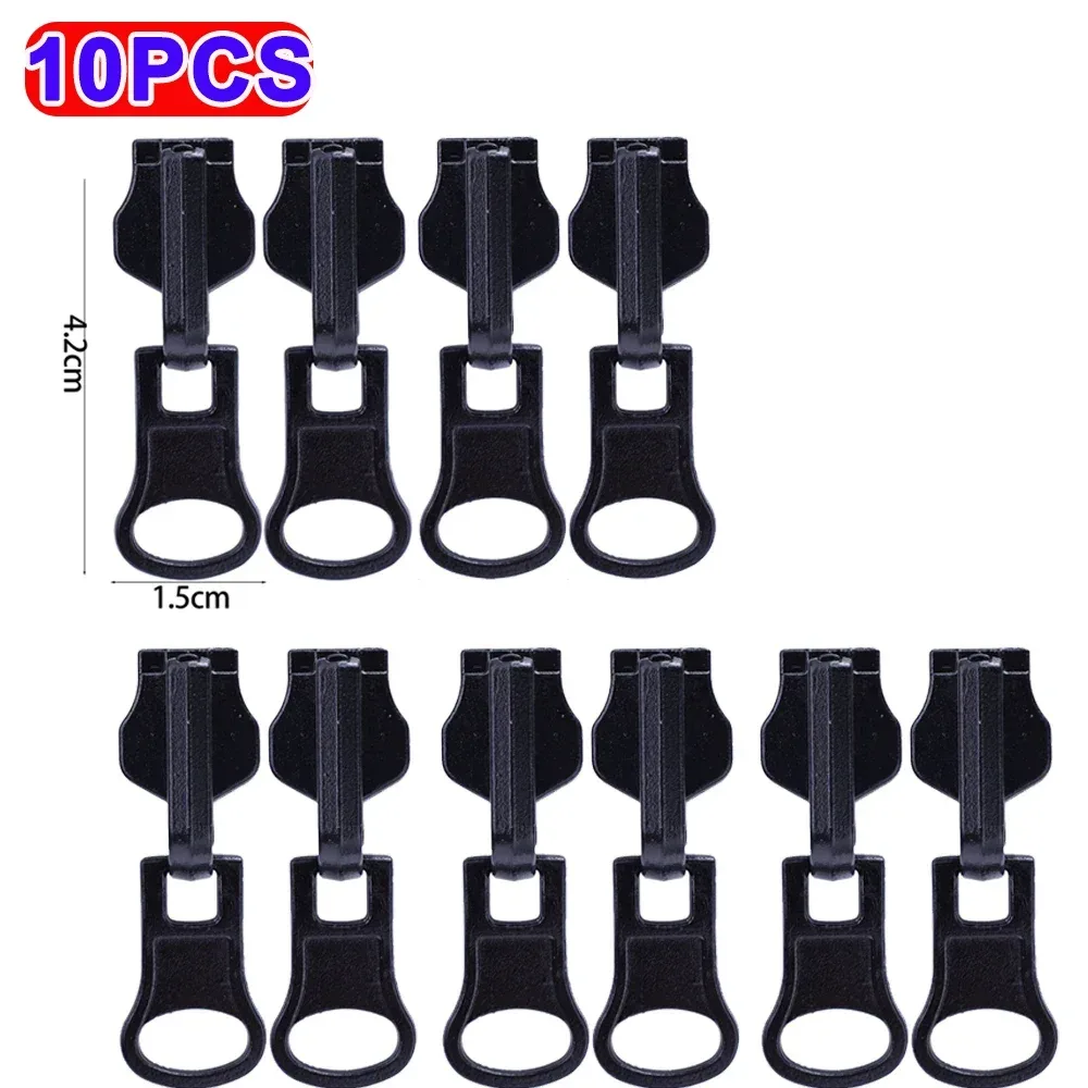 2-10 pièces fermetures à glissière rotatives double face veste robe sac bagages têtes de fermeture à glissière en métal kit de réparation fermeture éclair de remplacement de traction noire