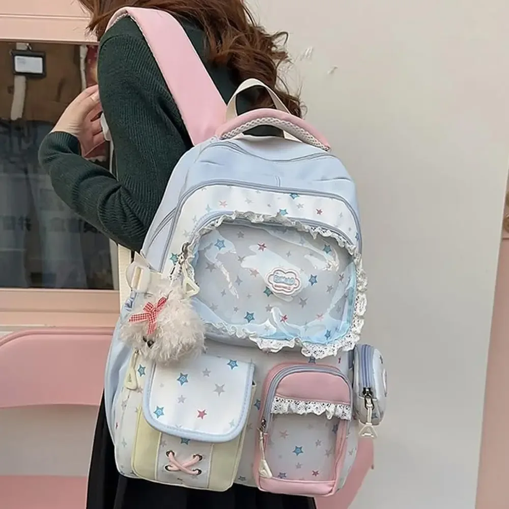 nouveau sac à dos cutecore avec pendentif, sac à bandoulière y2k jk, sacs esthétiques harajuku, sac à dos de jour