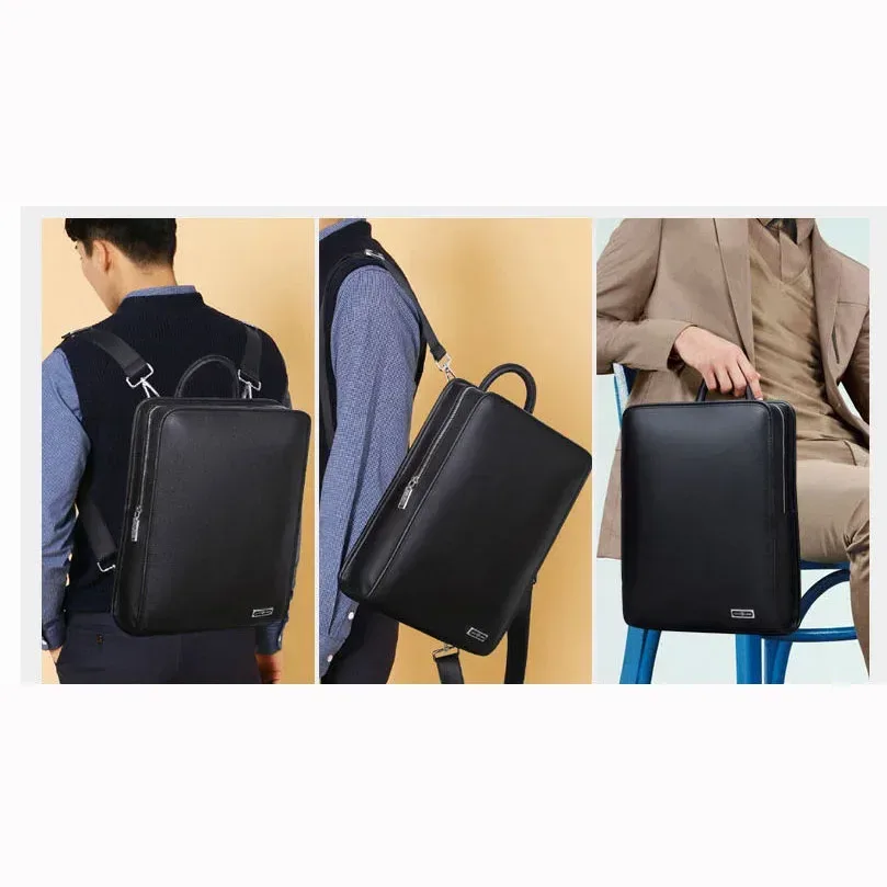 nouvelle mode peau de vache en cuir véritable hommes sacs à dos en cuir naturel véritable étudiant sac à dos marque de luxe grand ordinateur pochette d'ordinateur