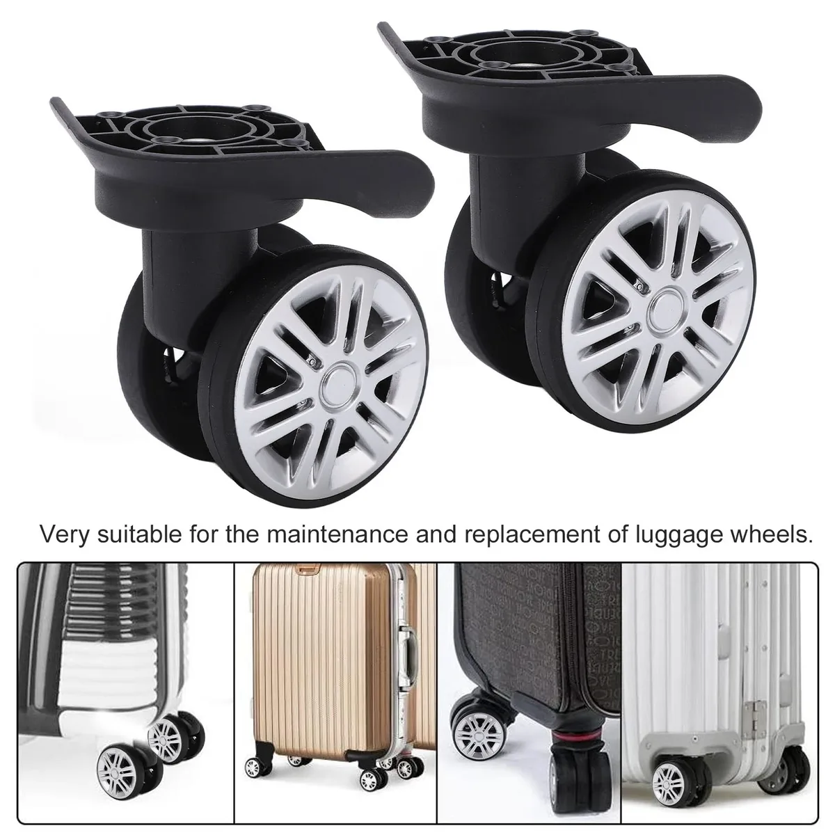 roue pivotante bagage plastique noir haute qualité installation facile vis multiples durables mode silencieuses