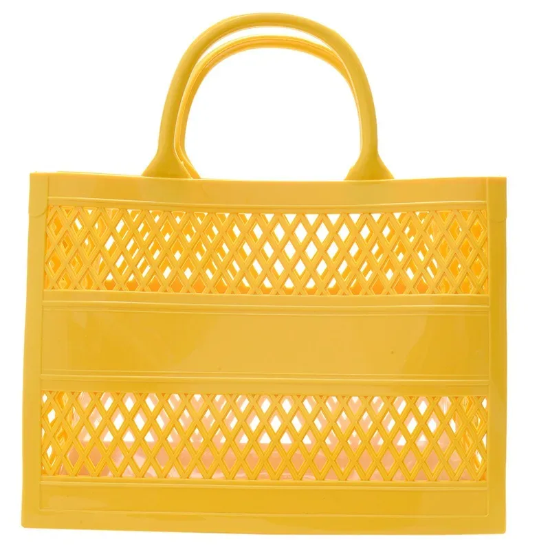 2025 nouveau grand sac de plage en caoutchouc pvc imperméable plage voyage pique-nique panier de rangement femmes shopping sacs à main sac gelée sac fourre-tout ins