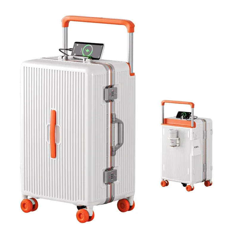valise ko-ku new 3:7 en aluminium, cadre en aluminium, 20 pouces (bagage cabine) et 28 pouces (grande capacité), avec serrure à code et porte-gobelet.