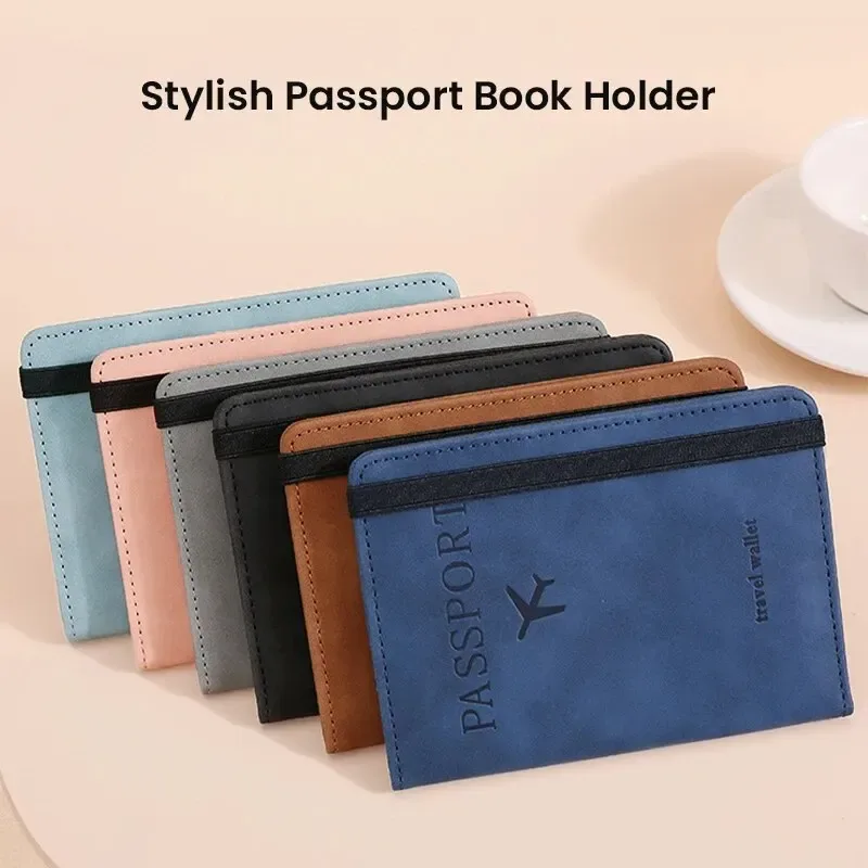 porte-passeport rfid en cuir pu pour hommes et femmes, porte-cartes, étui à passeport, essentiels de voyage pour les vacances en famille
