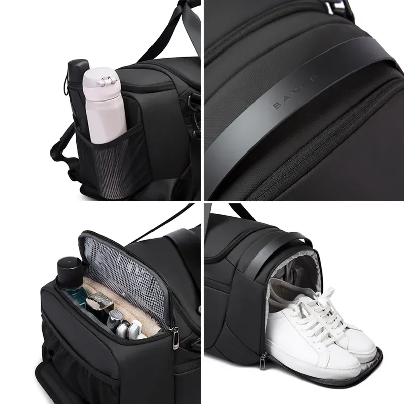 sac voyage sacoche polochon oxford nylon noir beige format rectangulaire arrondi poignées tissu imperméable polyvalent hommes