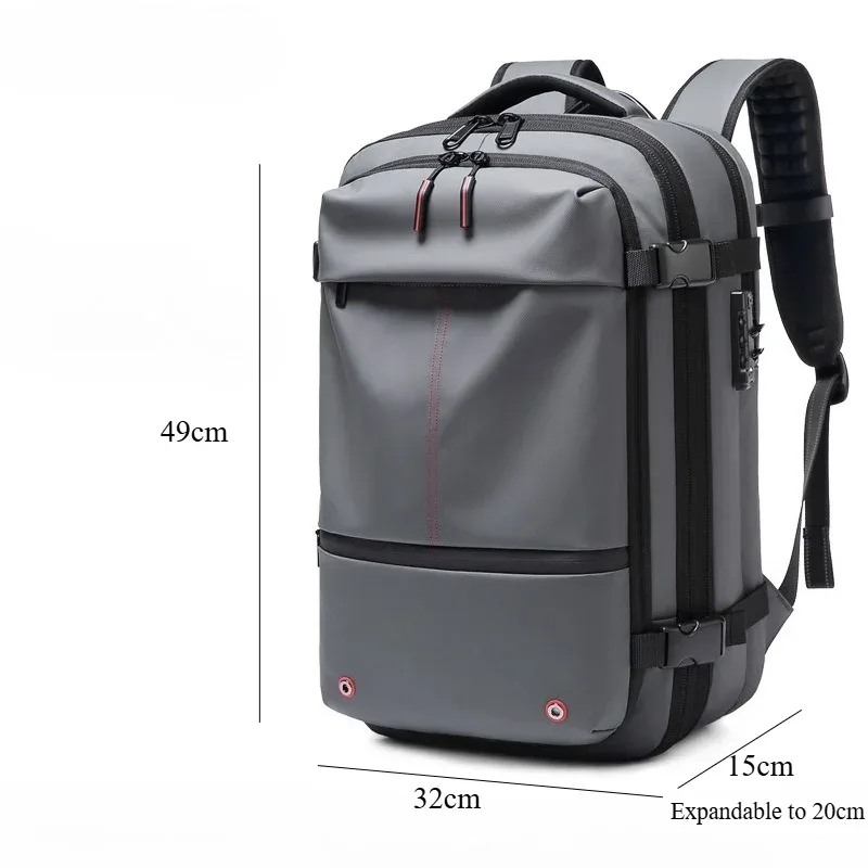 sac à dos de voyage pour homme, sacs à dos à compression sous vide, grande capacité, sacs pour ordinateur portable de 17 pouces, sacs à dos extensibles pour l'extérieur
