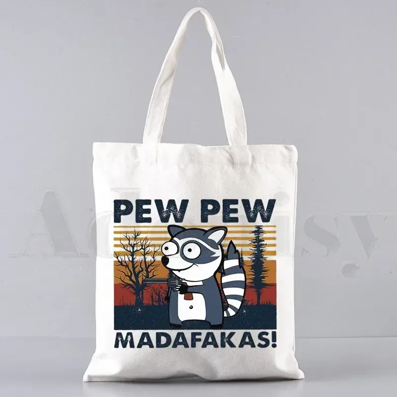 pew pew madafakas sac fourre-tout unisexe sacs en toile sacs à provisions imprimé sac à bandoulière décontracté pliable