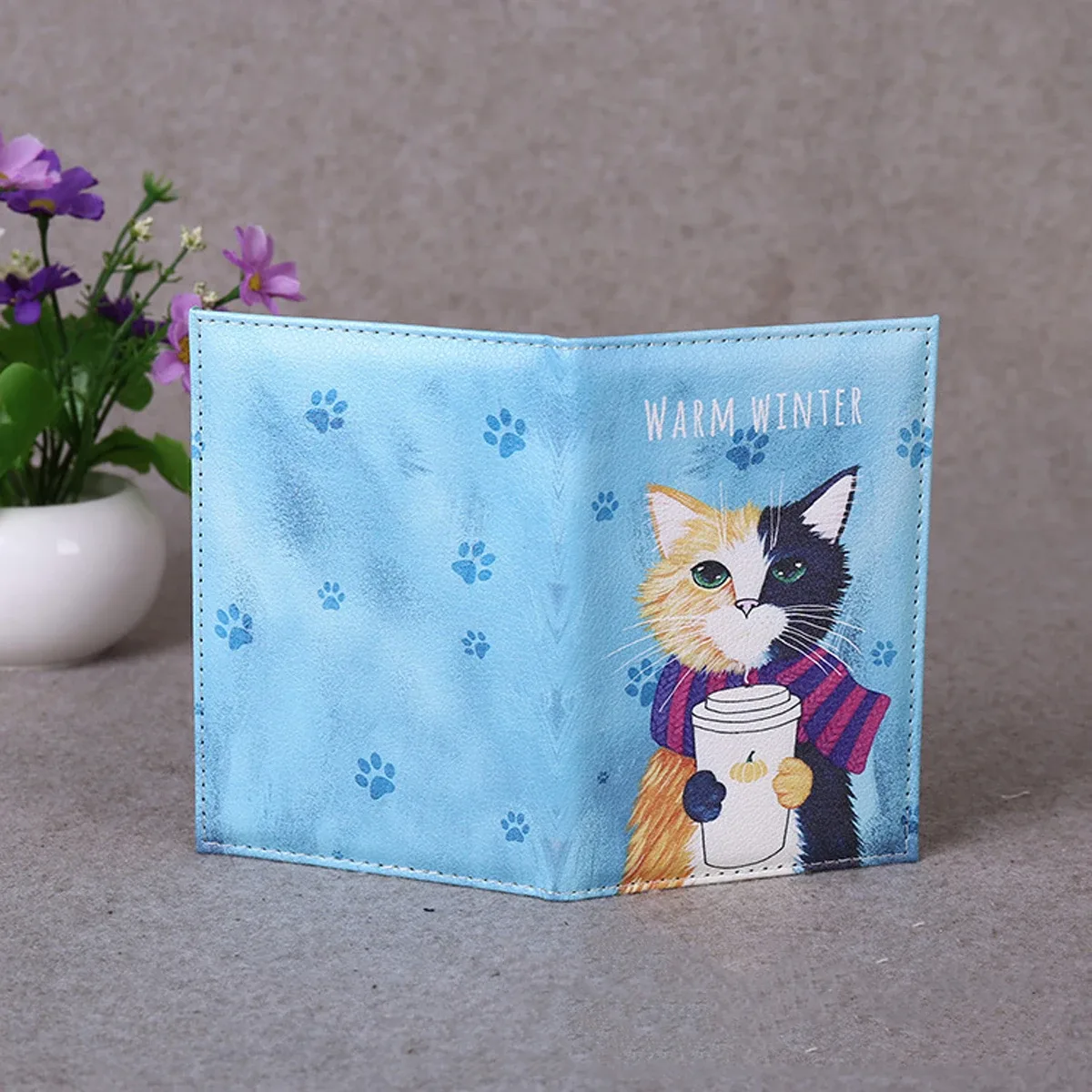 housse protection ordinateur tablette imprimée animaux chats saisons bleu voyage documents billets aériens accessoires