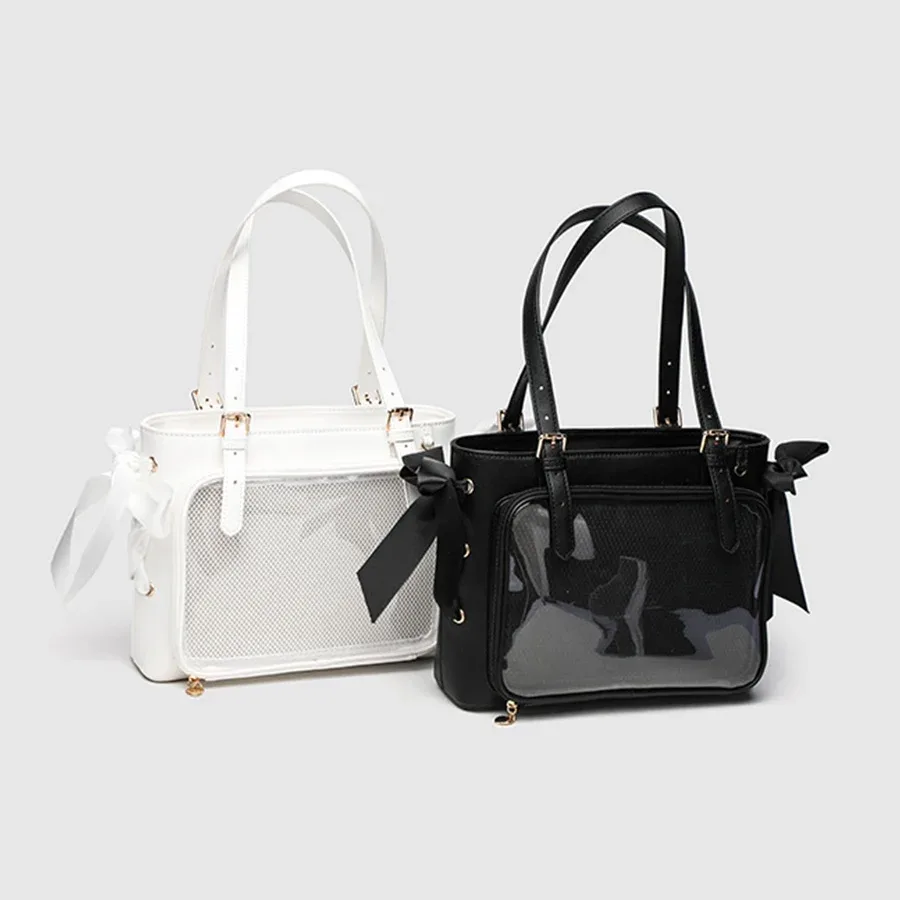 Sac japonais Harajuku Ita pour femmes, pochette transparente en PU, sac à main pour lycéennes, uniforme JK, sac à bandoulière