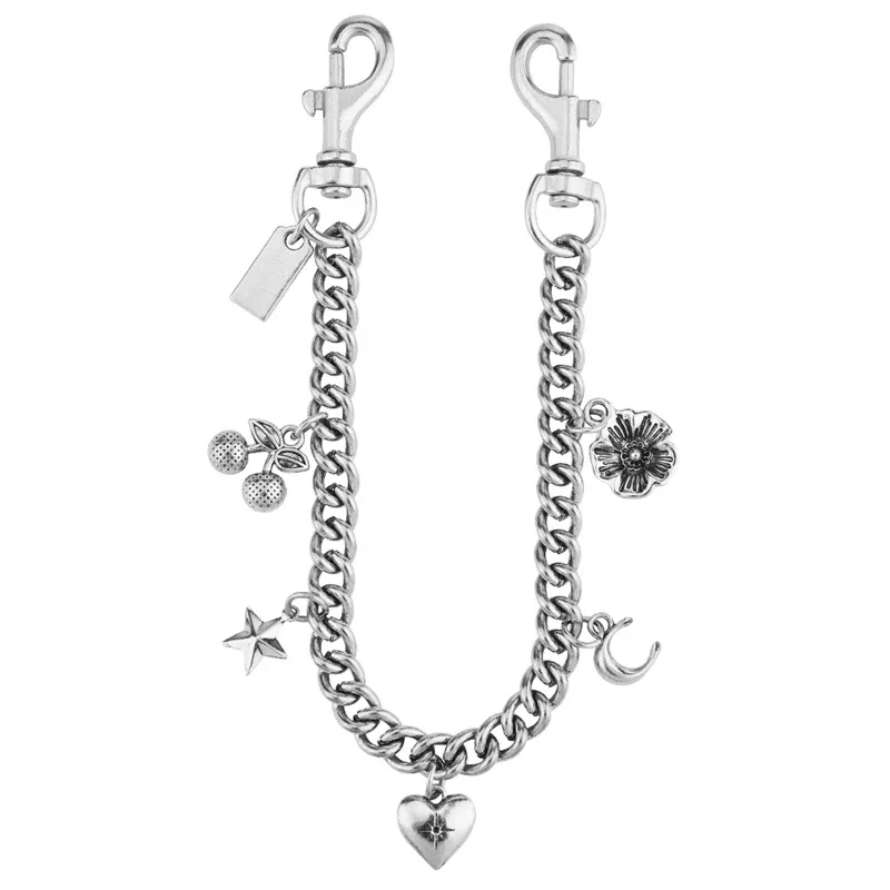 chaîne de sac vintage dorée avec breloques étoile, lune, cerise, fleur – pendentif décoratif pour sac à main, sangle de remplacement, accessoires de chaîne pour sac bandoulière
