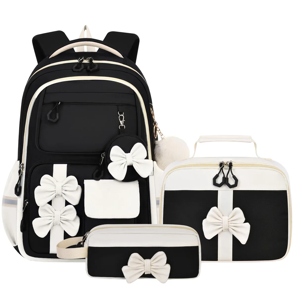 sac à dos tendance pour filles, ensemble de 3 pièces, sac à dos d'école mignon avec sac à lunch et trousse à crayons, sac à livres pour élèves du primaire et du collège